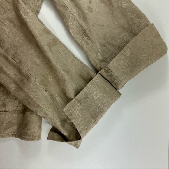 Jones New York Tan Linen Unlined Blazer Blouse Jacket Women’s 10 French Cuffs - Picture 8 of 8